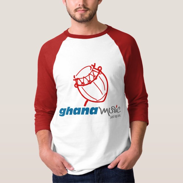 Camiseta Raglán básico de la manga de Ghana Music.com 3/4 (Anverso)