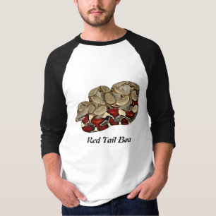 Camiseta Raglán básico de la manga de la boa roja de la