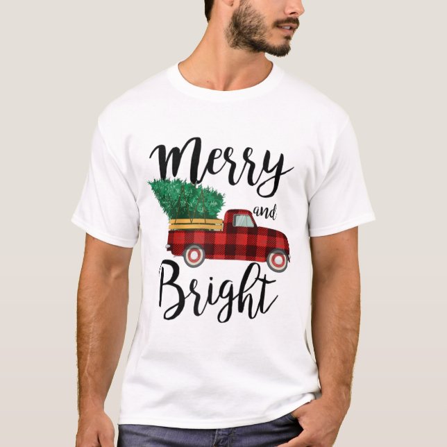 Camiseta Raglan, camión de navidades brillantes (Anverso)