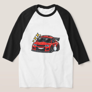 Camiseta Raglan de Coche Divertido | Rojo Coolcar