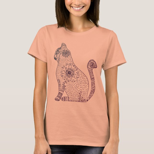 Camiseta Raglan de Manga 3/4 Mandala Cat (Anverso)