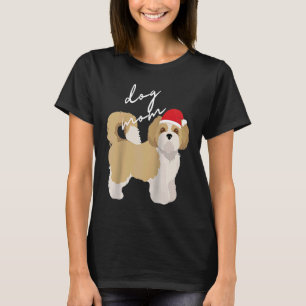 Camiseta Raglan: Navidades de mamá de perro chiíta crema y
