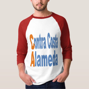 Camiseta raglán para hombre blanca roja TURISMO D