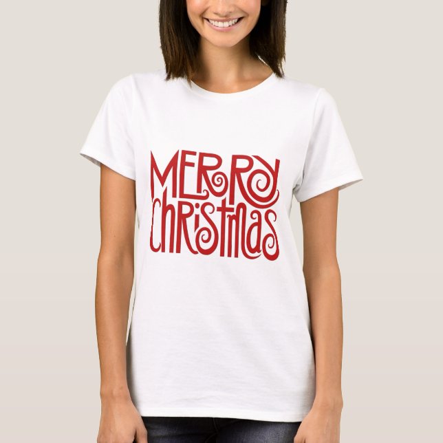 Camiseta Raglan Sweatshirt rojo Feliz Navidad (Anverso)