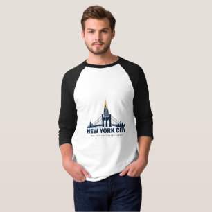 Camiseta raglán vintage del horizonte de Nueva Yor