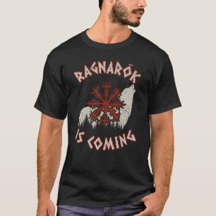 Camiseta Ragnarok Está Llegando Lobo Vegvisir Vikingo Vikin