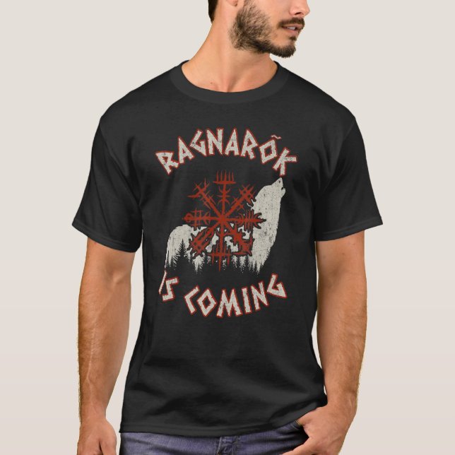 Camiseta Ragnarok Viene Wolf Vegvisir Viking Vikings (Anverso)