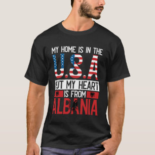 Camiseta Raíces albanesas bandera estadounidense patrimonio