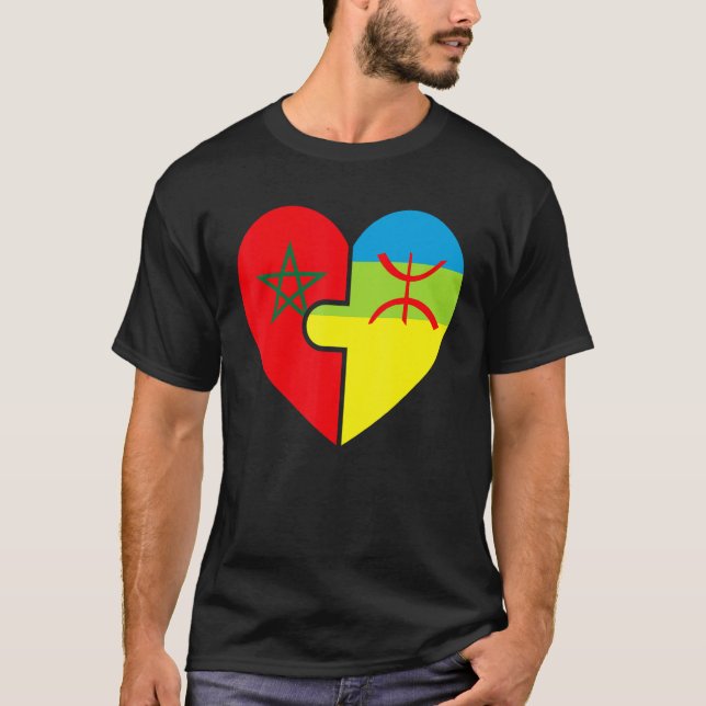 Camiseta Raíces amazigh marroquíes a juego con la bandera O (Anverso)