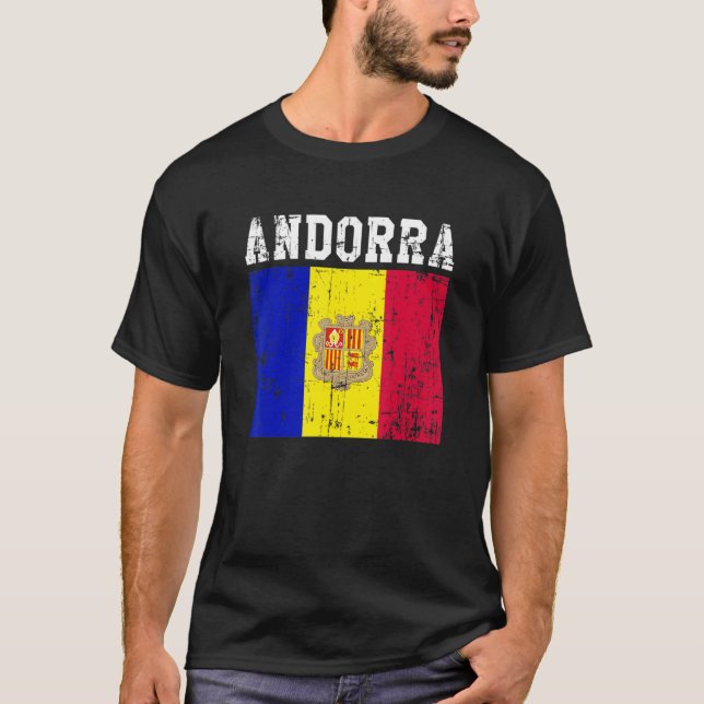 Camiseta Raíces andorranas de la bandera de Andorra retro v (Anverso)