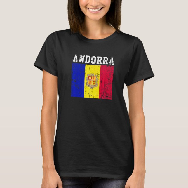 Camiseta Raíces andorranas de la bandera de Andorra retro v (Anverso)