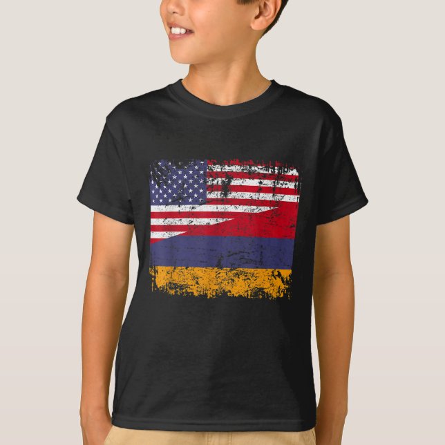 CAMISETA RAÍCES ARMENIOS BANDERA MEDIANA ESTADOUNIDENSE ARM (Anverso)