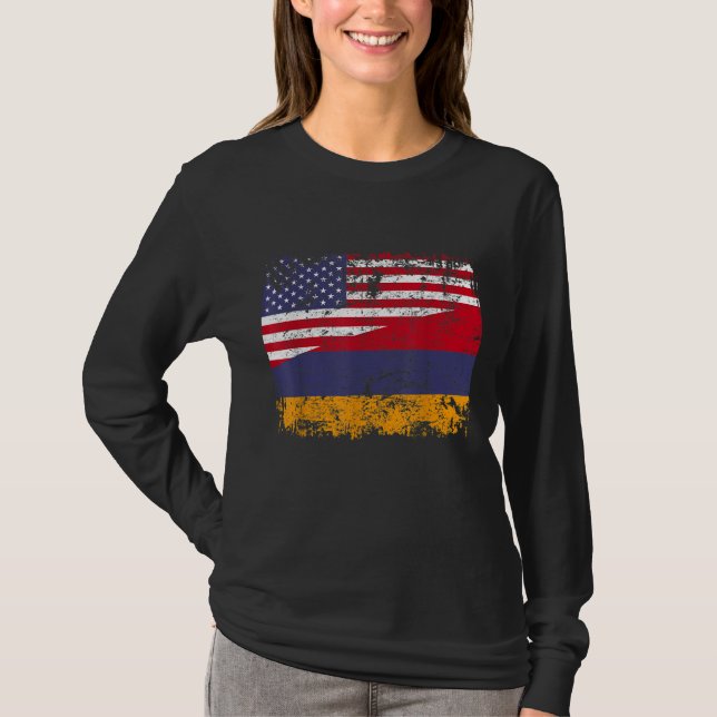 CAMISETA RAÍCES ARMENIOS BANDERA MEDIANA ESTADOUNIDENSE ARM (Anverso)