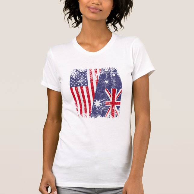 Camiseta RAÍCES AUSTRALIANOS Bandera MEDIANO ESTADOUNIDENSE (Anverso)