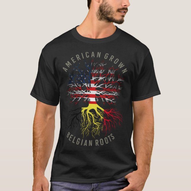 Camiseta Raíces belgas cultivadas norteamericanas Bandera b (Anverso)