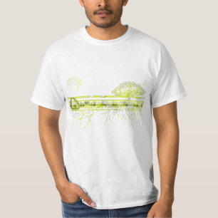 Camiseta Raíces Blancas Puras Sobre Verde