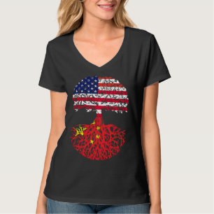 Camiseta Raíces Chinas Bandera de Estados Unidos Inmigrante