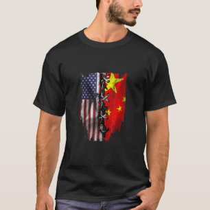 Camiseta Raíces Chinas Cultivadas Americanas Bandera de EE.