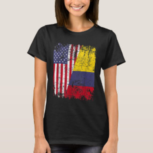 Camiseta RAÍCES COLOMBIANOS Bandera MEDIA Americana COLOMBI