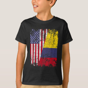 Camiseta RAÍCES COLOMBIANOS Bandera MEDIA Americana COLOMBI