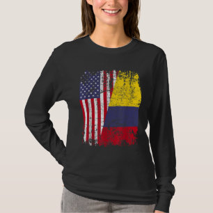 Camiseta RAÍCES COLOMBIANOS Bandera MEDIA Americana COLOMBI