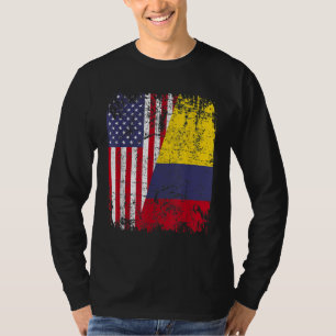Camiseta RAÍCES COLOMBIANOS Bandera MEDIA Americana COLOMBI