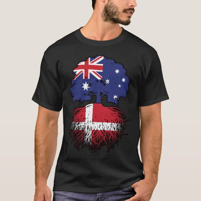 Camiseta Raíces de árboles australianos daneses en Dinamarc (Anverso)