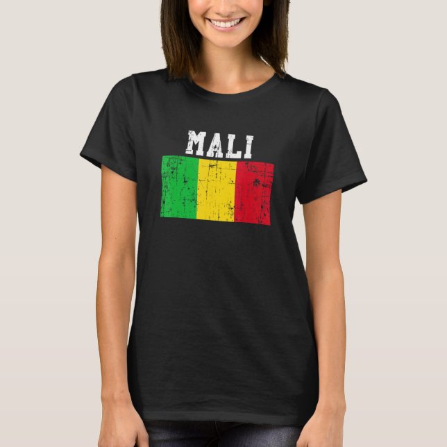 Camiseta Raíces de Malí con bandera retro vintage (Anverso)