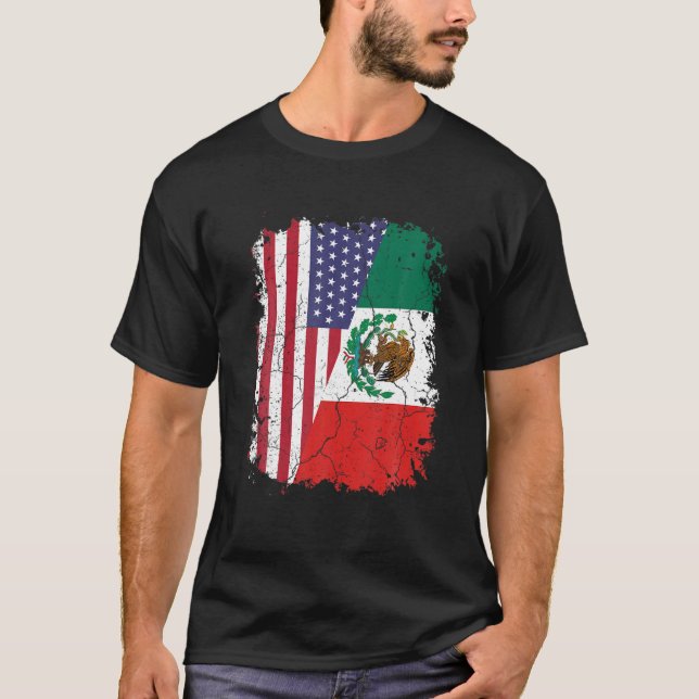 Camiseta RAÍCES DE MÉXICO | Bandera media americana | MÉXIC (Anverso)