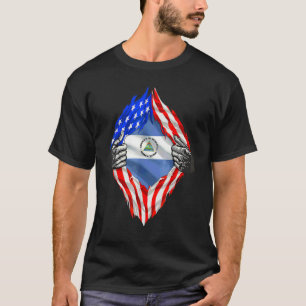 Camiseta Raíces de Nicaragua Bandera de EE. UU. Patriota He