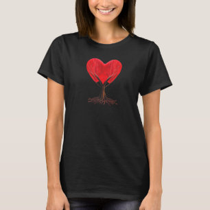 Camiseta Raíces del árbol del corazón Rojo Corazón Amor Fam