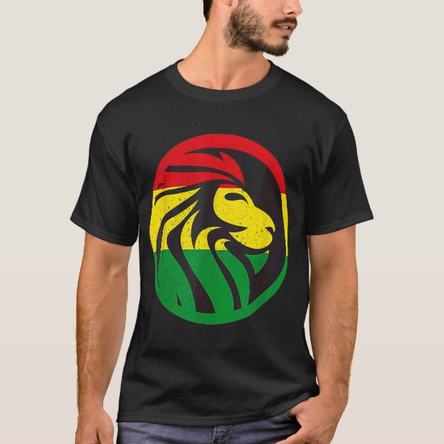Camiseta Raíces del recuerdo de Jamaica Rastafari Lion Head (Anverso)