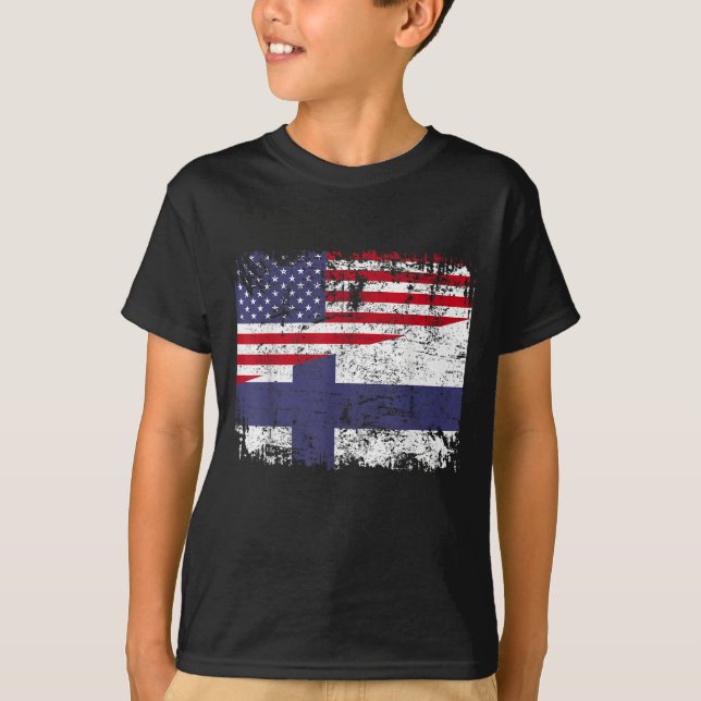 Camiseta RAÍCES FINLANDESES Bandera MEDIANA ESTADOUNIDENSE  (Anverso)
