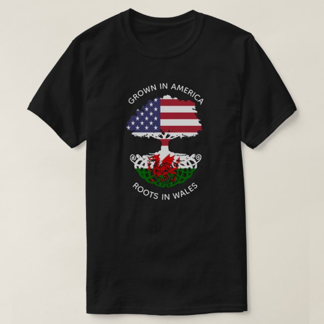 Camiseta Raíces galés-norteamericanas en árbol celta de Gal (Diseño del anverso)