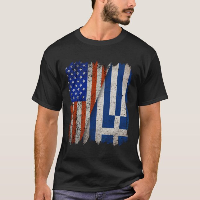 Camiseta RAÍCES GRIEGOS Bandera media americana Bandera est (Anverso)