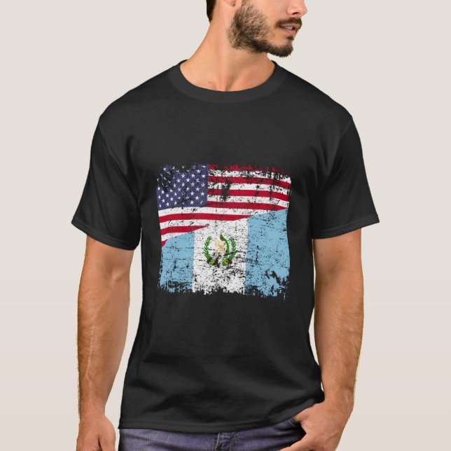 Camiseta Raíces guatemaltecas Bandera semiestadounidense Gu (Anverso)