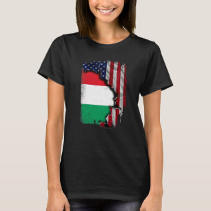 Camiseta Raíces húngaras Media bandera estadounidense Patri