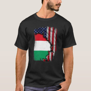 Camiseta Raíces húngaras Media bandera estadounidense Patri