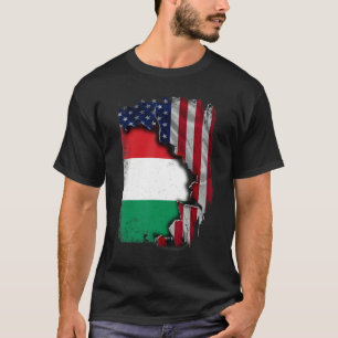 Camiseta RAÍCES húngaros Bandera media estadounidense Patri