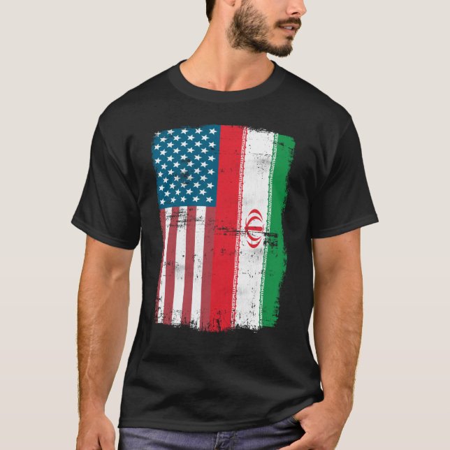 Camiseta  RAÍCES IRANÍES Bandera Media Estadounidense Bande (Anverso)