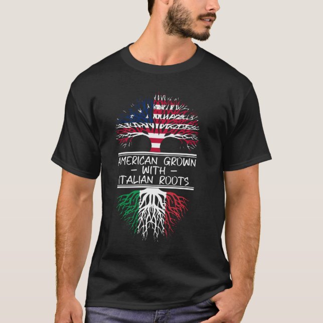 Camiseta Raíces italianas nacidas en Estados Unidos (Anverso)