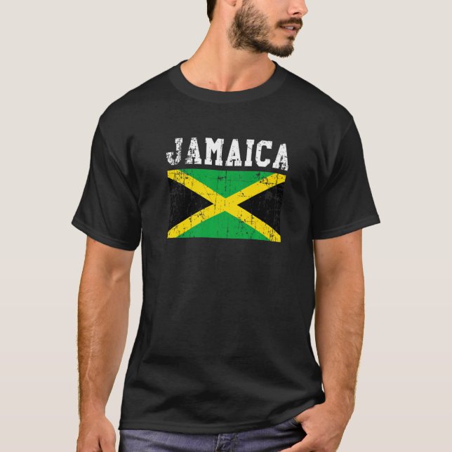 Camiseta Raíces jamaiquinas de la bandera jamaiquina retro  (Anverso)