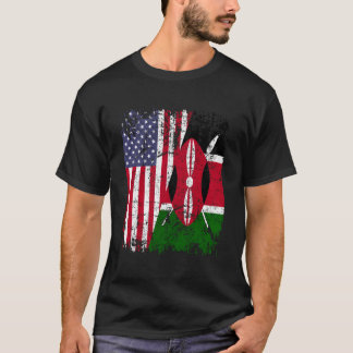 Camiseta Raíces kenianas Media bandera americana Kenia