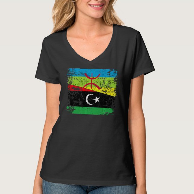 Camiseta Raíces libianas medio bandera amaziana Orgulloso L (Anverso)