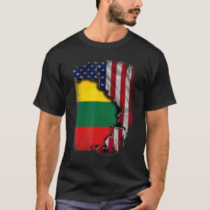 Camiseta Raíces lituanas Media bandera estadounidense Patri