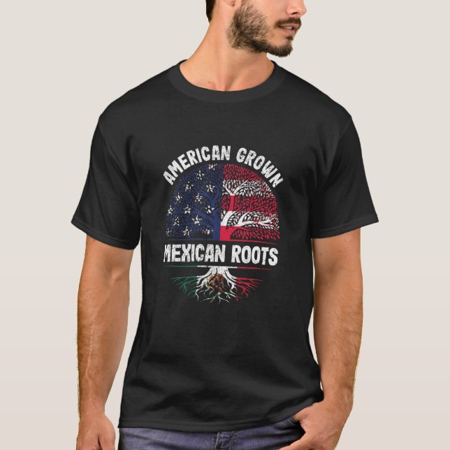 Camiseta Raíces mexicanas cultivadas norteamericanas Bander (Anverso)