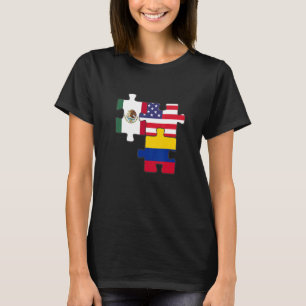 Camiseta Raíces Mexicanas Y Colombianas Más Bandera Estadou