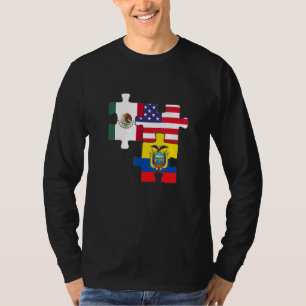 Camiseta Raíces Mexicanas Y Ecuatorianas Más La Bandera Est