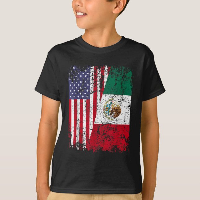 Camiseta RAÍCES MEXICANOS Bandera semiamericana MÉXICO (Anverso)