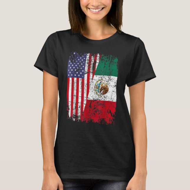 Camiseta RAÍCES MEXICANOS Bandera semiamericana MÉXICO (Anverso)